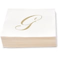 thumbnail image 4 of Gift Boutique 100 Gold Monogram Cocktail Napkins Letter G Disposable Paper Pack Elegant Metallic Golden Foil Hand Napkin for Powder Room Wedding Holiday Birthday Party Baby Shower Decorative Towels, 4 of 8