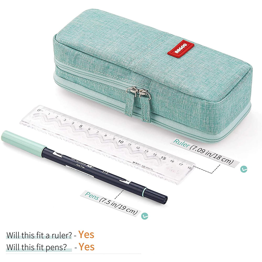 Solid/Plain Zipper Large Capacity Pencil Case Pen Pouch 3 Compartments  Stationery Bag For Middle High School College Student 