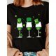 thumbnail image 1 of Women's St. Patrick's Day T-Shirt, 100% Polyester Crew Neck Short Sleeve Tee with Green Hat and Goblet Print, Casual Knit Fabric Top for All Seasons, 1 of 7