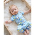 thumbnail image 4 of KIMI BEAR Newborn Baby Boys Outfits Sets 4 Packs 0-3 Months Summer Clothes Sets Short Sleeves Romper Top Elastic Pants with Hats and Mittens 16pcs Layette Essentials Blue, 4 of 7