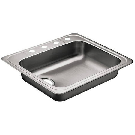 Moen 22130 Single Basin Drop-In Steel Kitchen Sink, Satin