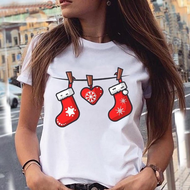 Camiseta de Año Nuevo con estampado de gato y Animal para mujer, ropa con estampado de Feliz Navidad, playera estampada para mujer