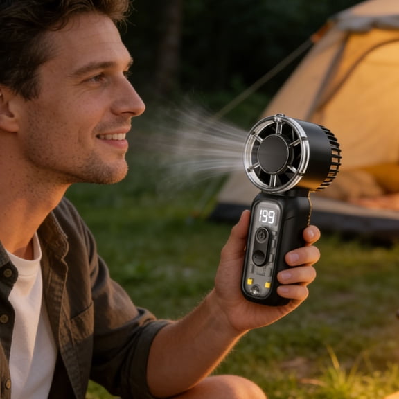 SHENGXINY Portable Fan Handheld Fan High Power Turbine Handheld Fan USB Rechargeable Quiet Mini Portable Cooling Fan for Outdoor Sports Daily Activities