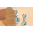 thumbnail image 2 of Green CZ Long Dangle Feather Drop Earring White Gold Plated Elegant Costume Gift, 2 of 9