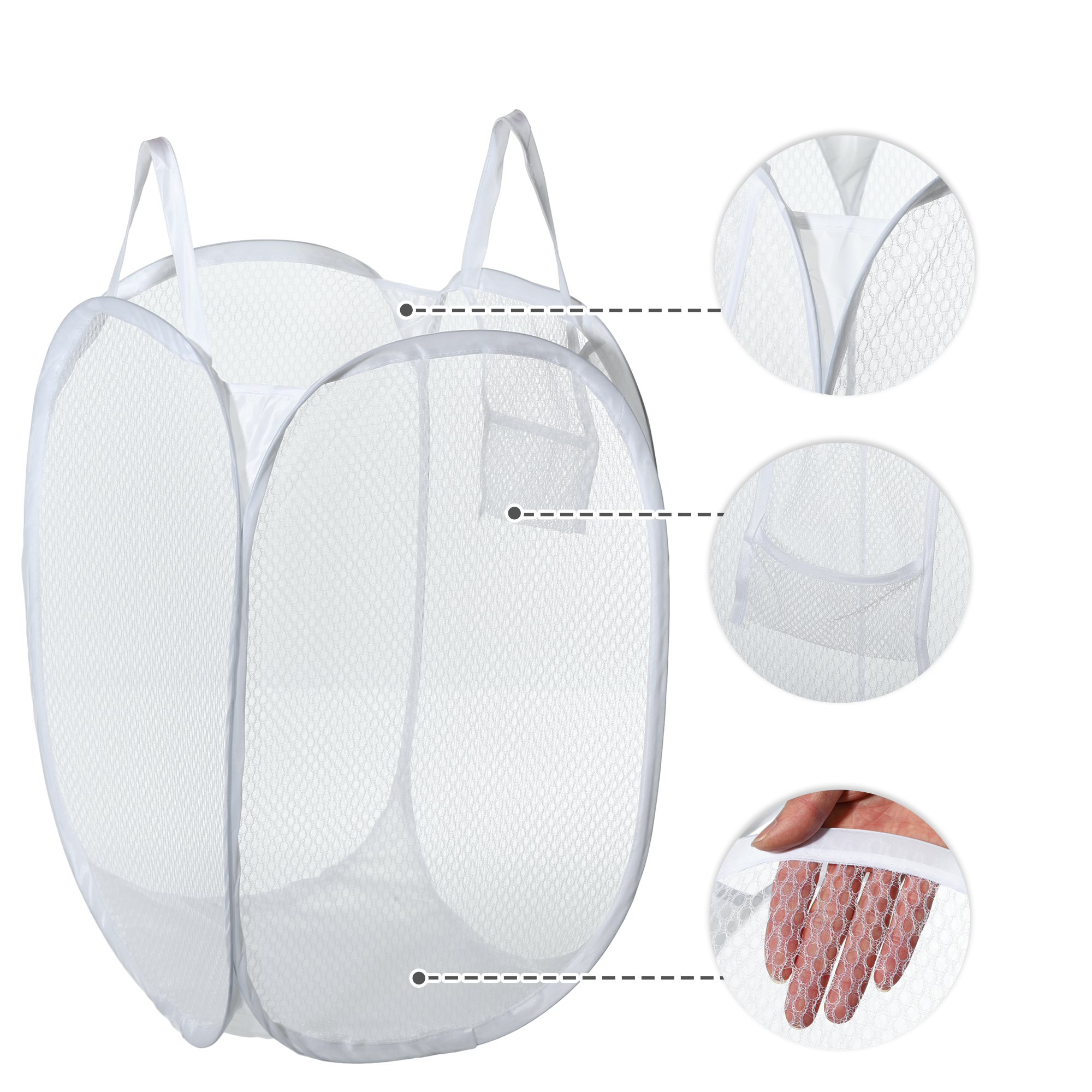 Unique Bargains Durable Folding Laundry Hamper for Bathroom 1 Pc White