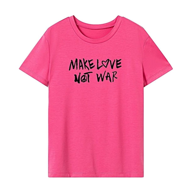 Camiseta para mujer con cuello redondo y recuerdo de verano para desplazamientos en la playa, uso diario Rosa Rosa