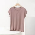 thumbnail image 2 of fatyb Women's Lounge T Shirts Plus Size V Neck Cap Sleeve Comfy Tee Womens Casual Loose Pajama Blouses, 2 of 6