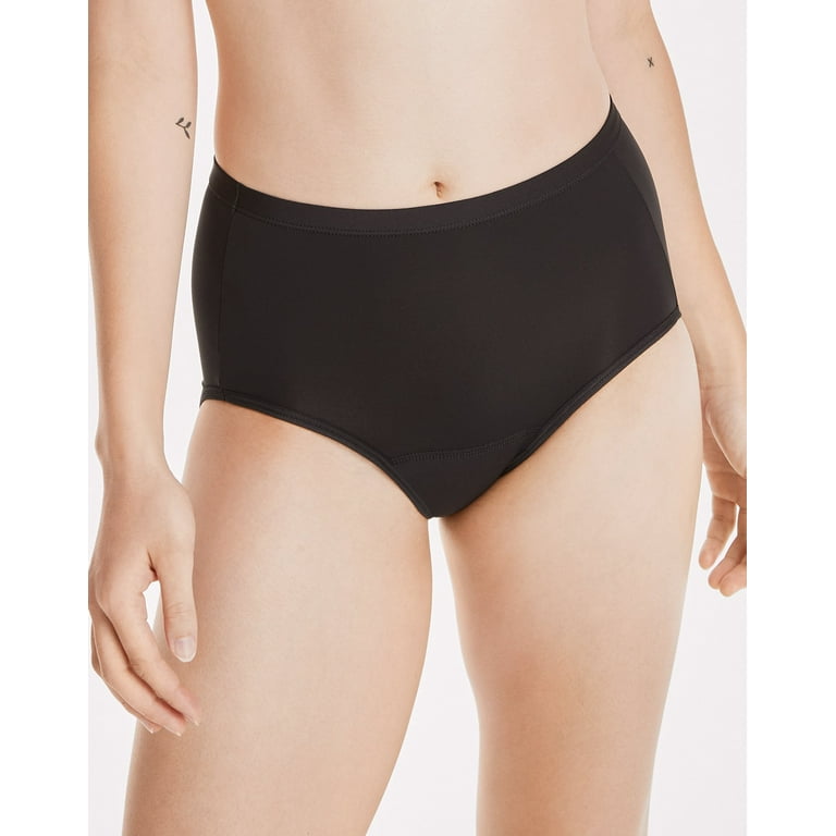 Hanes Women's 3pk Comfort Period And Postpartum Moderate Leak Protection  Bikini Underwear - Black/gray/brown : Target