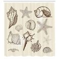 thumbnail image 3 of Ambesonne Shell Shower Curtain, Grunge Outline Nautical Art, 69"Wx75"L, Dark Rosewood Eggshell, 3 of 3