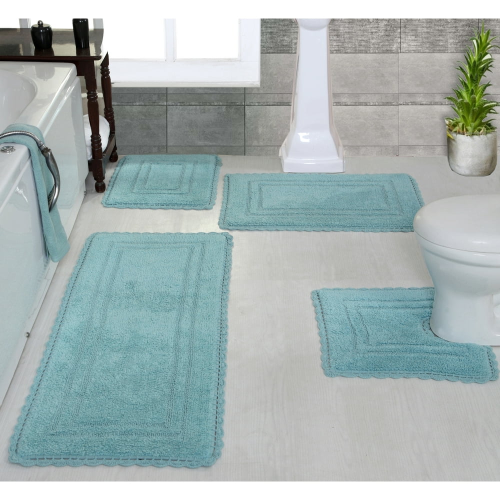 Home Weavers Casual Elegence Bathmat Collection 100 Absorbent Soft Cotton Reversible 4 Piece