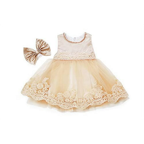 Cream flower girl clearance dress