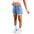 thumbnail image 2 of Girls Plus Size Shorts Girls Casual Denim Shorts Summer High Waisted cute bow Jeans Shorts with Pockets Blue 13-14Y, 2 of 8