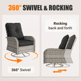thumbnail image 3 of Sweecci 9 Pcs Wicker Patio Furniture Set, Double Rattan Outdoor Sectional Sofa, 360° Swivel Rocking Chairs, Conversation Set with Double Layer Side Table for Backyard Garden Poolside,Dark Grey, 3 of 6