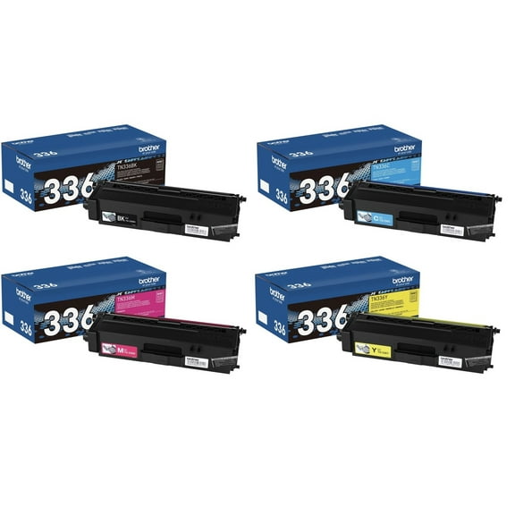 Brother Genuine TN-336BK, TN-336C, TN-336M, TN-336Y (TN336BK, TN336C, TN336M, TN336Y) High Yield 4-Color Toner Cartridge Set