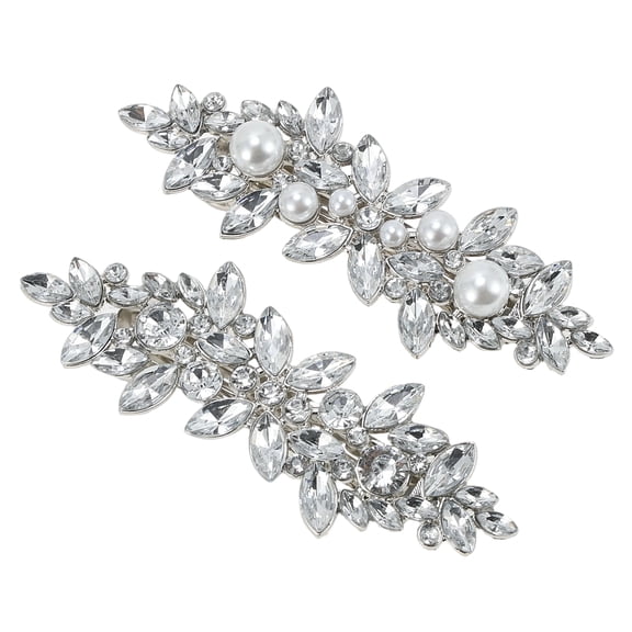 Unique Bargains 1 Pc Hair Barrettes Grace Crystal Set Style 3 Barrette Clip Silver Tone