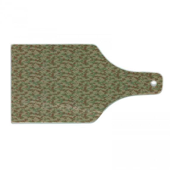 Camouflage Cutting Board, Illustration with Simplistic Camo Pattern Classic Tricolor, Decorative Tempered Glass Cutting and Serving Board, in 3 Sizes, by Ambesonne
