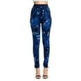 thumbnail image 2 of Elainilye Fashion Leggings for Women Casual Imitation Denim Printed Leggings Elastic Slim Fit Gym Leggings Trousers,Blue, 2 of 9