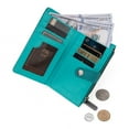 thumbnail image 5 of Wrangler Wallets for Women Slim Bifold Credit Card Holder, Cow Print-Light Turquoise, 5 of 7