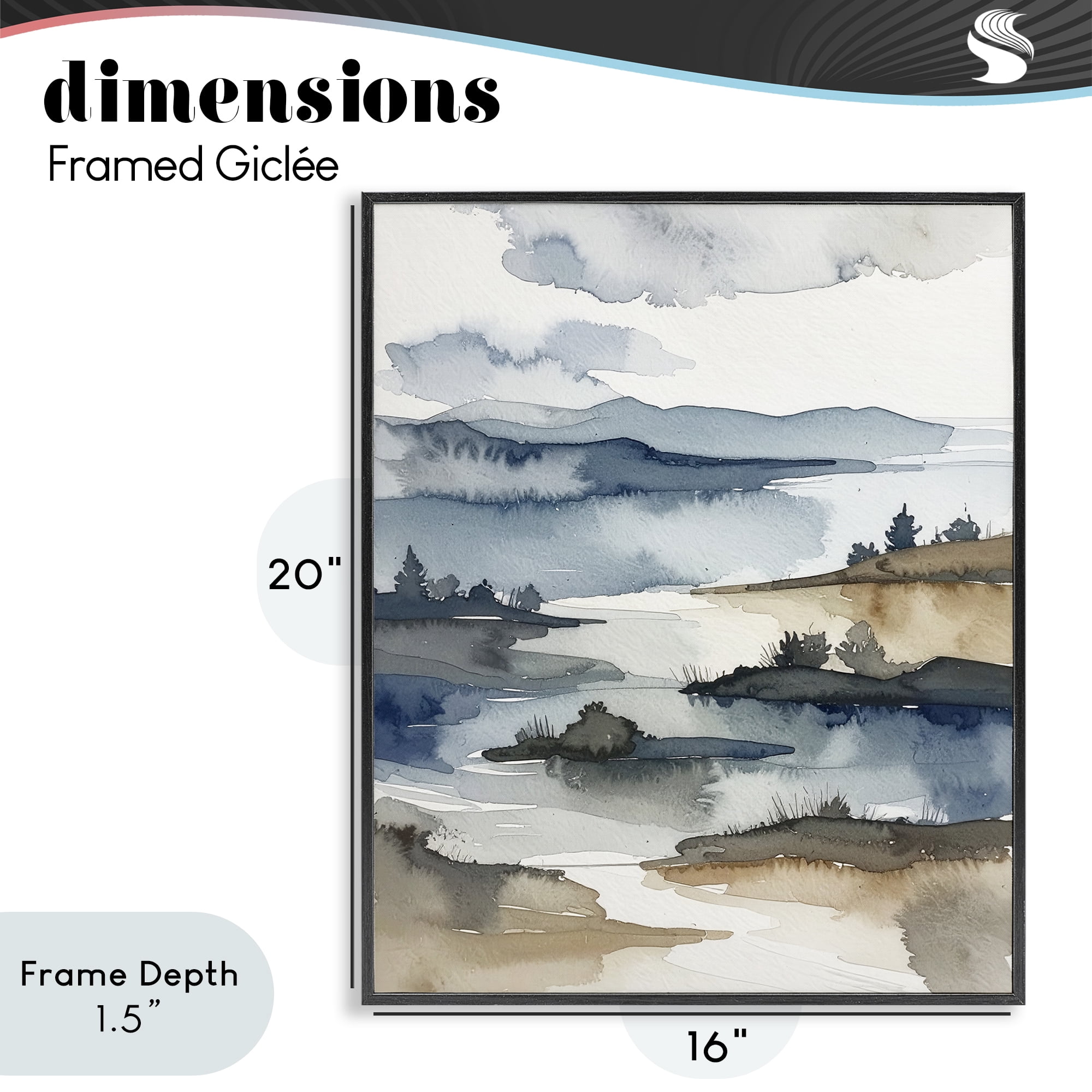 Stupell Industries The Flow Of Water Black Framed Giclee Art, design by Alonza Saunders