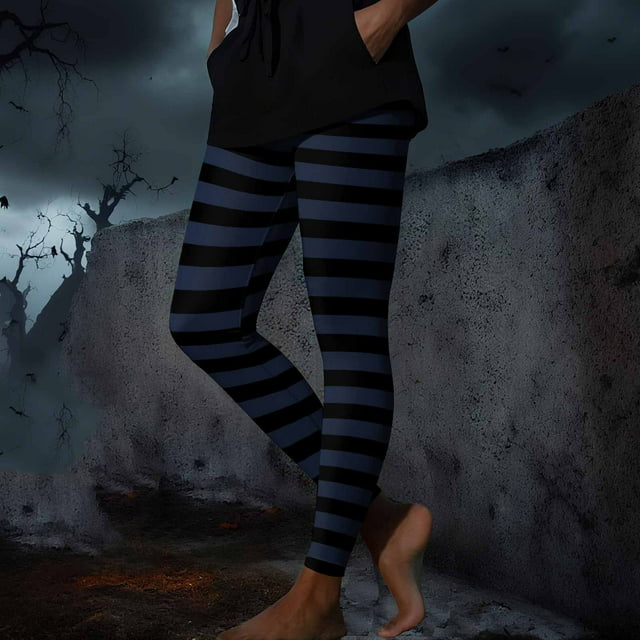 Pantalons de Randonnée pour Femmes Nouveaux Costumes d'Halloween pour Femmes Leggings à Rayures Mode Pantalons Athlétiques Grande Taille Automne Tenue Active Extérieure Marine 3TG