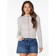 thumbnail image 3 of Celebrity Pink Women's and Women's Plus Mockneck Button Front Cardigan, Sizes XS-4X, 3 of 14