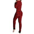 thumbnail image 2 of Women's Sexy Butt Button Back Flap Pjs Jumpsuit Sleepwear V Neck Long Sleeve Romper Pajamas Onesies, 2 of 4
