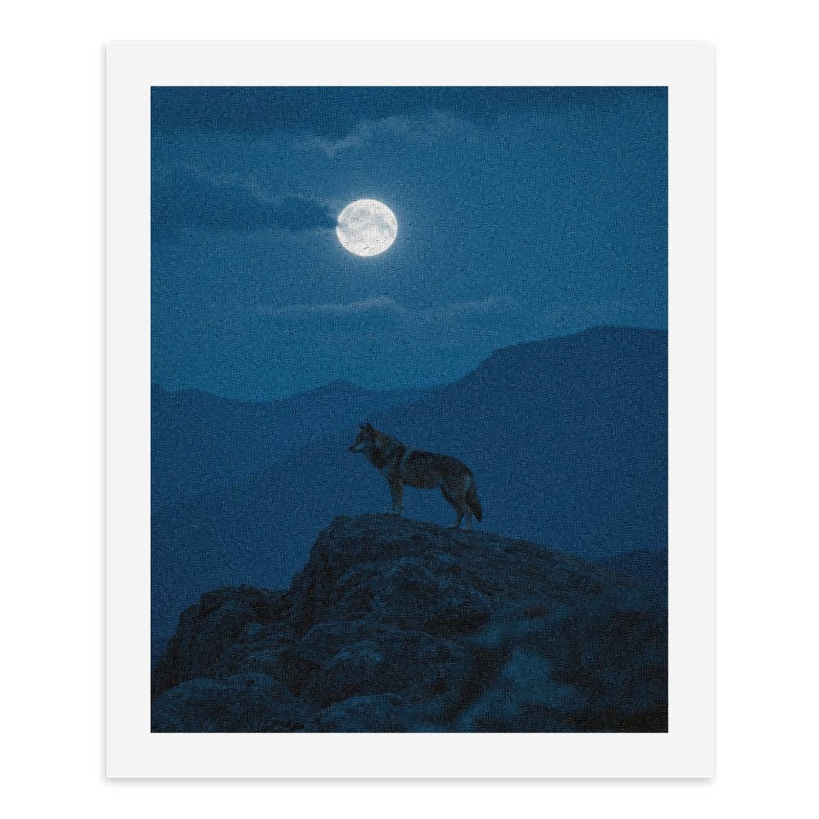 Paint by Numbers Kit for Adults, Wolf On Rock Under Full Moon Paint by Numbers, Easy Paint by Numbers Kit for Adults Beginner, DIY Adult Paint by Number Kits on Canvas, 12x16in Home Decor