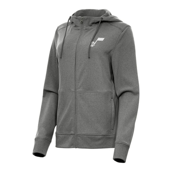 Women's Antigua Heather Charcoal Utah Jazz Seeker Full-Zip Hoodie Jacket
