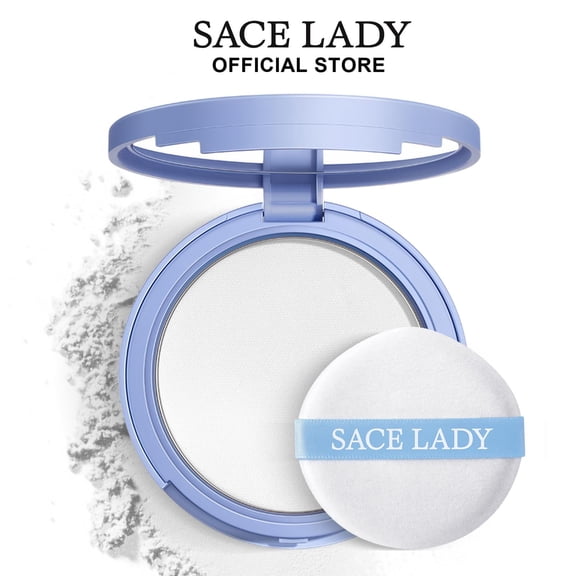 SACE LADY Waterproof Face Powder Oil Control Lasting Matte Setting Powder Face Compact Makeup With Puff