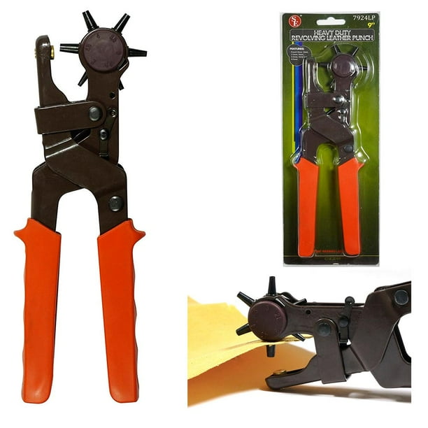 Heavy Duty Leather Punch Eyelet Plier Revolving Hole Snap Grommet