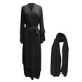 thumbnail image 4 of PMVFHDE Women's Soft Elegant Chiffon Solid Color Layered Belted Outerwear Loose Long Length Cardigan Black,M, 4 of 5