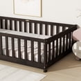 thumbnail image 6 of URTR Espresso Solid Rubber Wood Twin Floor Bed with Safety Guardrails, Low Profile Bed Frame for Transition, Easy Assembly, 6 of 11