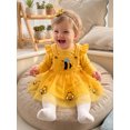 thumbnail image 6 of RUINIXCW Baby Girls Fall Outfit Romper and Bee Embroidery Suspender Skirt Headband, 6 of 8
