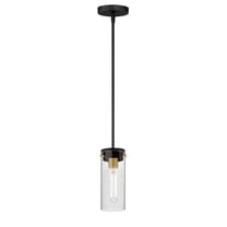 12406CLBKSBR-Maxim Lighting-Pinn - 1 Light Mini Pendant-10 Inches Tall and 5 Inches Wide-Black/Satin Brass Finish