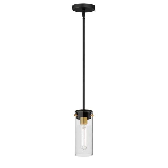 12406CLBKSBR-Maxim Lighting-Pinn - 1 Light Mini Pendant-10 Inches Tall and 5 Inches Wide-Black/Satin Brass Finish