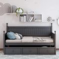 thumbnail image 2 of Rhomtree Twin Size Wood Daybed with 3 Storage Drawers Bed Frame Sofa Bed for Living Room Bedroom Kids Tees Boys Girls Guests (Grey with Drawers), 2 of 8