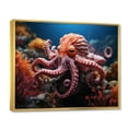 thumbnail image 2 of Designart "Coral Octopus peaceful Submersion I" Animals Floater Framed Canvas Print, 2 of 7