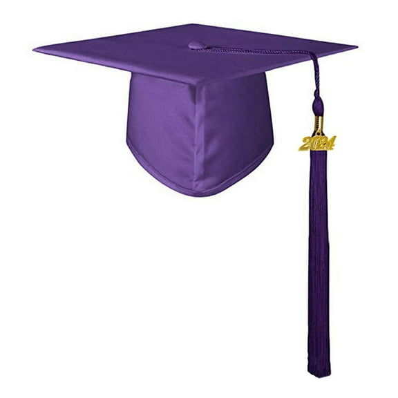 Pebbuoy Adult Unisex Graduation Hat with Tassel Solid Color 2024 Graduation Bachelor Hat Festive Party Decor