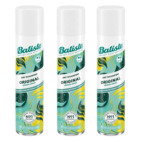Champú seco Batiste Original, paquete de 3, 112 ml, champú sin agua