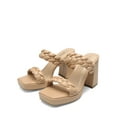 thumbnail image 3 of DREAM PAIRS Women's Two Braided Strap High Chunky Heels for Women Slip on Open Square Toe Block Platform Heels Sandals Holiday Party Wedding Dress Pumps Shoes, 3 of 5