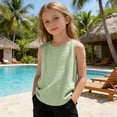 thumbnail image 5 of fatyb Cotton Linen Tank Tops for Boys Girls Summer Sleeveless Lightweight Plain Kids Casual Beach Shirts, 5 of 7