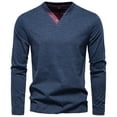 thumbnail image 3 of ZUKMRJPC Men's V-Neck T-Shirts Lightweight Long Sleeve Solid Color Pullover Tops Casual Soft Cotton Base Sport Workout Tees, 3 of 4
