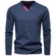 thumbnail image 4 of pstuiky manga larga para hombre, Camiseta básica de cuello en V con botones y manga larga de color liso para hombre Tops de hombre xl, 4 of 5