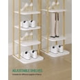 thumbnail image 5 of Hzuaneri 10-Tier Vertical Shoe Rack, Tall Shoe Organizer with 2 Hooks, Wooden Shoe Tower for Entryway, Hallway, Closet Space Saving, Free Standing, White, 5 of 8