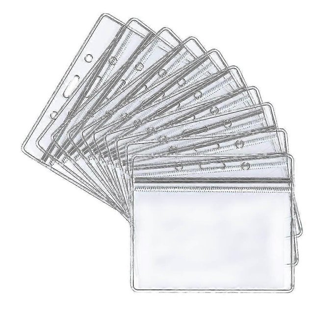 50pcs Plastic Card Holder, Transparent Clear Horizontal Waterproof Name Tag Badge Id Card Holder High Quality
