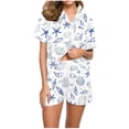 thumbnail image 2 of ClodeEU Women's Cute Printed Short Sleeve Pajama Set, 2 Piece Button Up Matching Sleepwear Light Blue 18,Womens Plus XXL, 2 of 7