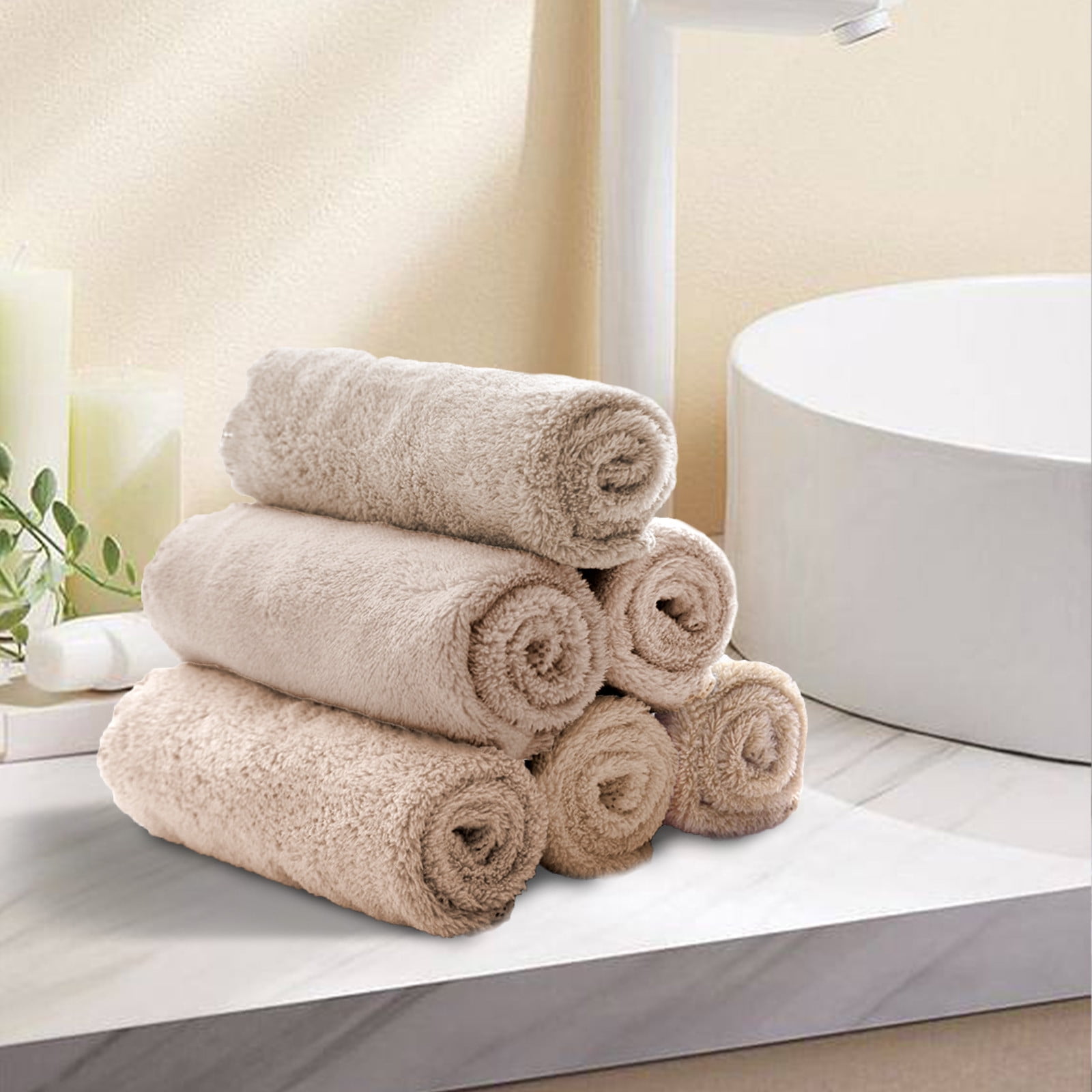 Qiweii 50PCS Bulk Bath Towel Set, Thick Soft Absorbent Household Face Towels, Economical Gift Towel Set