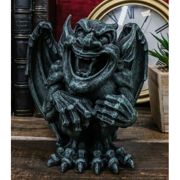 Whimsical Stoic Big Mouth Guardian Gargoyle Druid Laughing With Scorn Figurine
