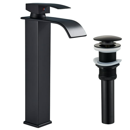 Tall Bathroom Vessel Sink Faucet Single Handle Hole Waterfall Vanity Basin Mixer