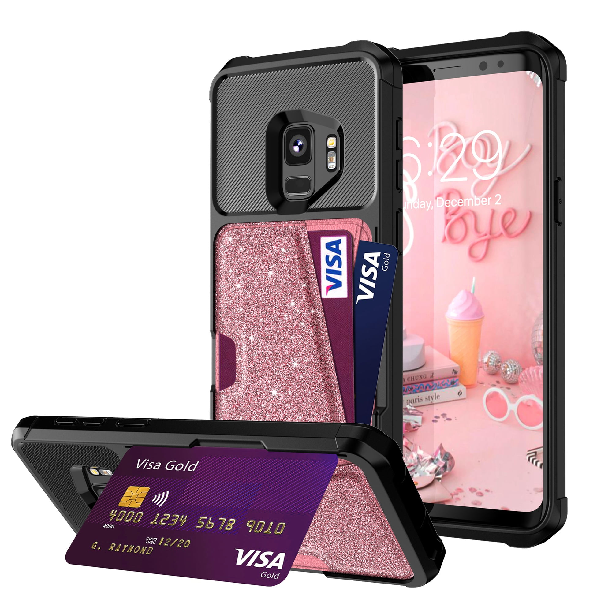 Galaxy S9 Plus Case, Dteck Back PU Leather Card Holder Credit Card ...